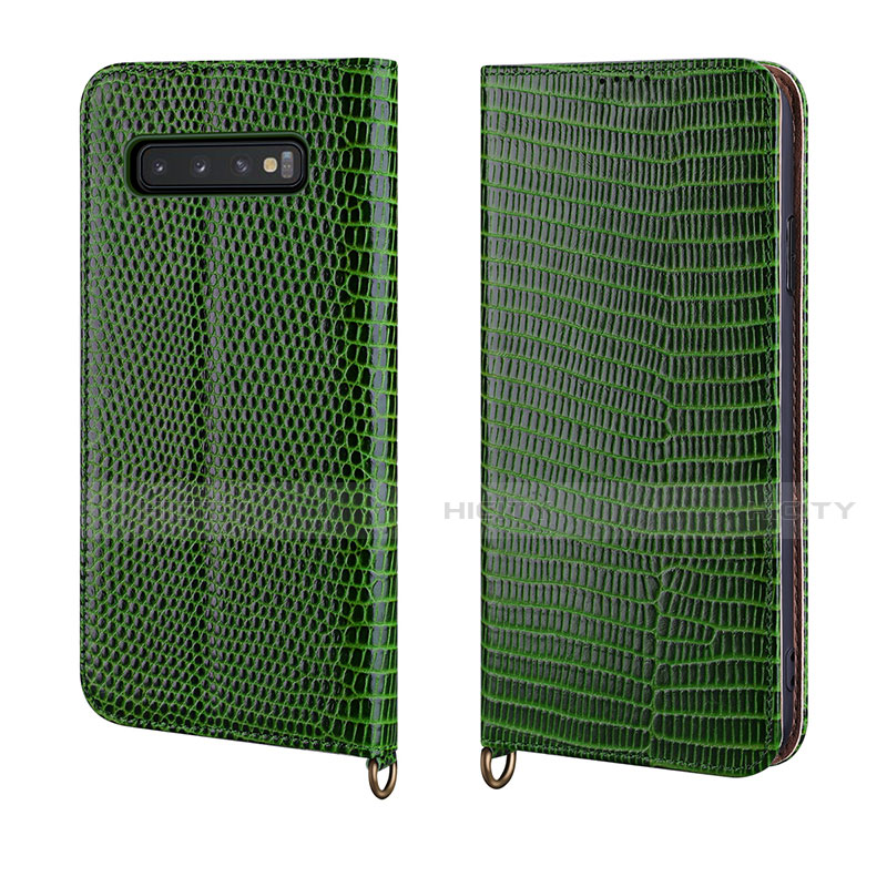 Coque Portefeuille Livre Cuir Etui Clapet P04 pour Samsung Galaxy S10 5G Vert Plus