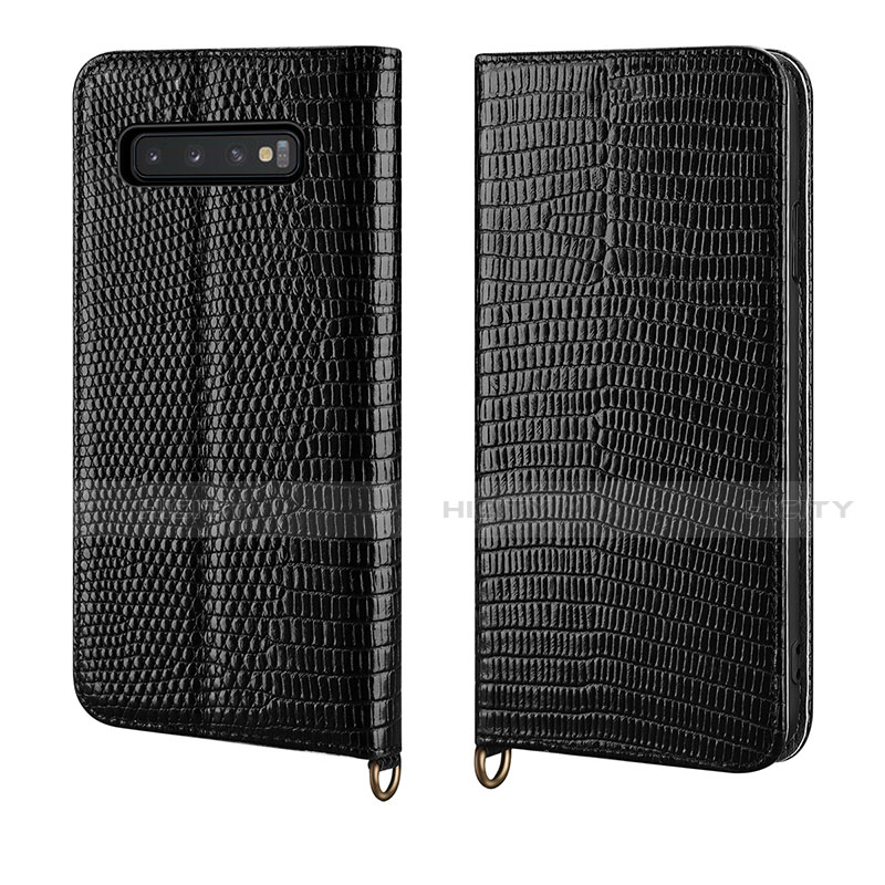 Coque Portefeuille Livre Cuir Etui Clapet P04 pour Samsung Galaxy S10 Plus Noir Plus