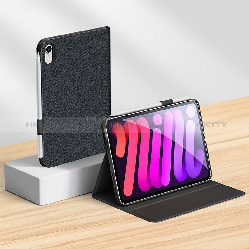 Coque Portefeuille Livre Cuir Etui Clapet P07 pour Apple iPad Mini 6 Noir Plus