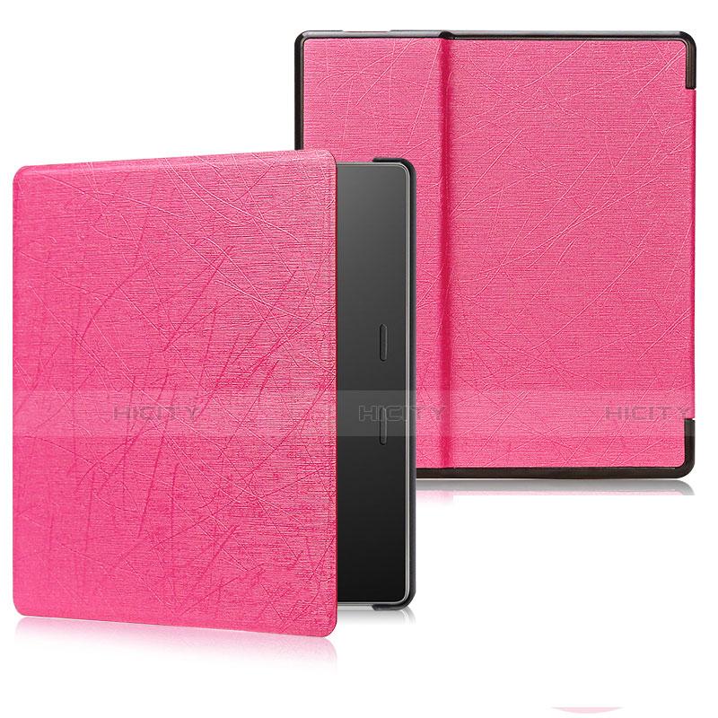 Coque Portefeuille Livre Cuir Etui Clapet pour Amazon Kindle Oasis 7 inch Rose Rouge Plus