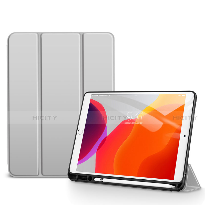 Coque Portefeuille Livre Cuir Etui Clapet pour Apple iPad 10.2 (2019) Gris Plus