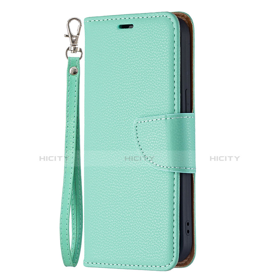 Coque Portefeuille Livre Cuir Etui Clapet pour Apple iPhone 13 Cyan Plus