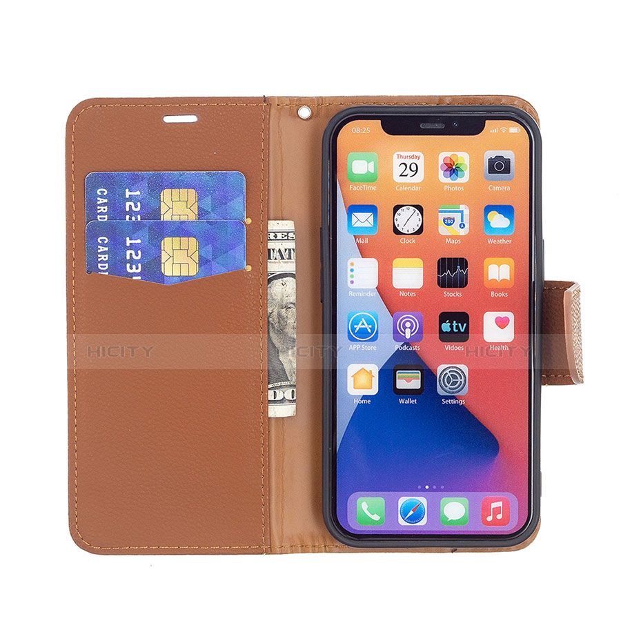 Coque Portefeuille Livre Cuir Etui Clapet pour Apple iPhone 13 Mini Marron Plus