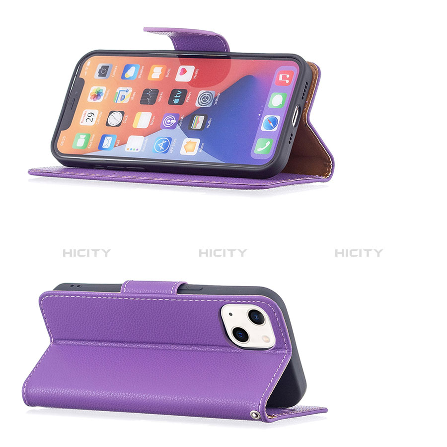 Coque Portefeuille Livre Cuir Etui Clapet pour Apple iPhone 13 Mini Violet Plus