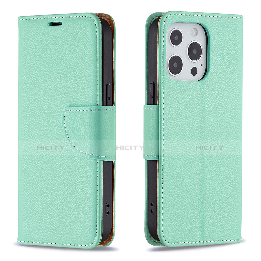 Coque Portefeuille Livre Cuir Etui Clapet pour Apple iPhone 13 Pro Max Cyan Plus