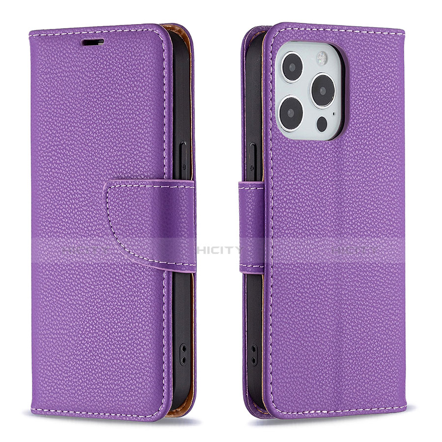 Coque Portefeuille Livre Cuir Etui Clapet pour Apple iPhone 13 Pro Max Violet Plus