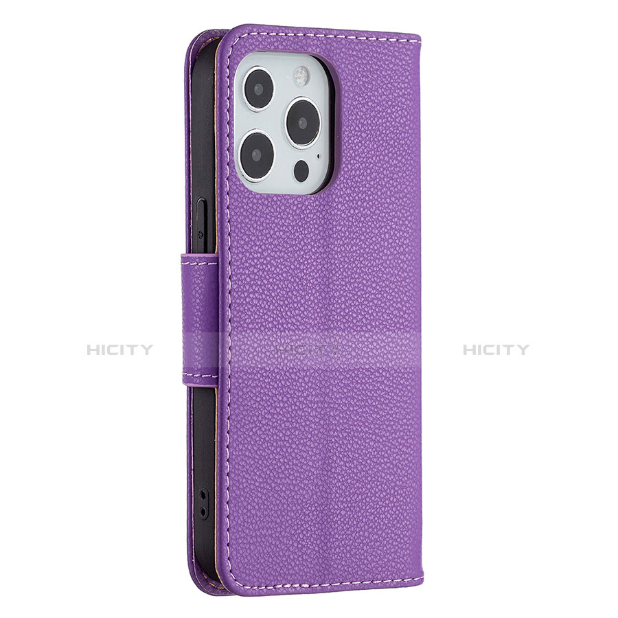 Coque Portefeuille Livre Cuir Etui Clapet pour Apple iPhone 13 Pro Max Violet Plus