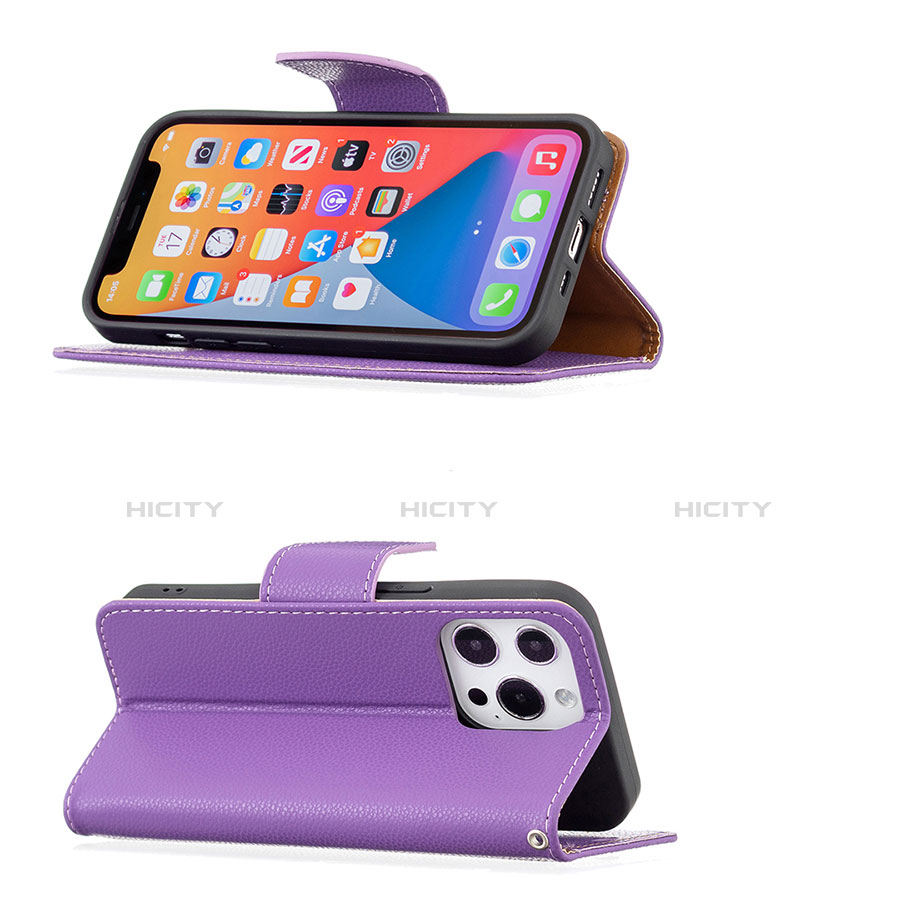 Coque Portefeuille Livre Cuir Etui Clapet pour Apple iPhone 13 Pro Max Violet Plus