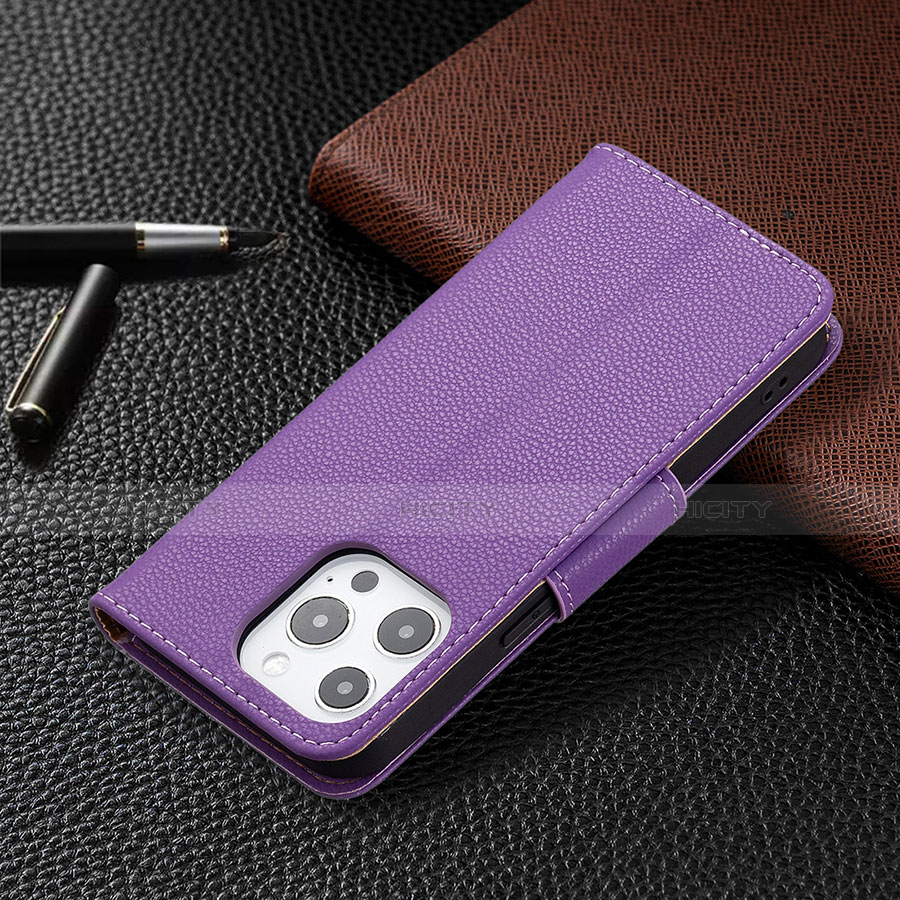 Coque Portefeuille Livre Cuir Etui Clapet pour Apple iPhone 13 Pro Max Violet Plus