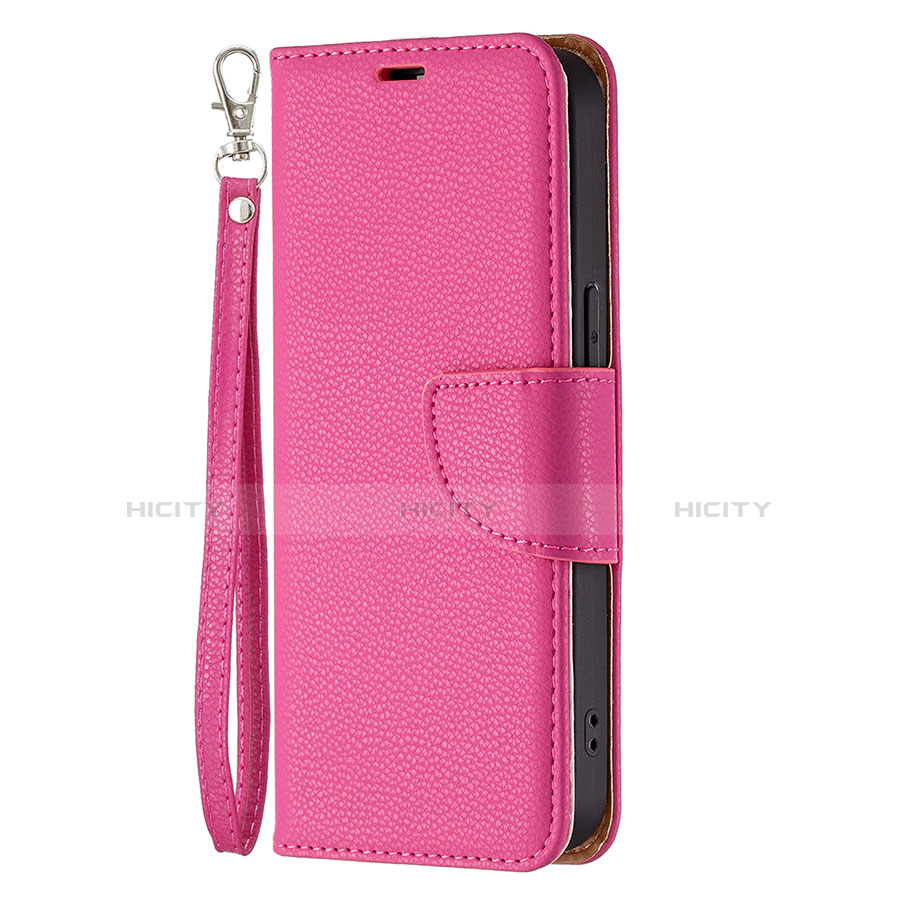 Coque Portefeuille Livre Cuir Etui Clapet pour Apple iPhone 13 Pro Rose Rouge Plus