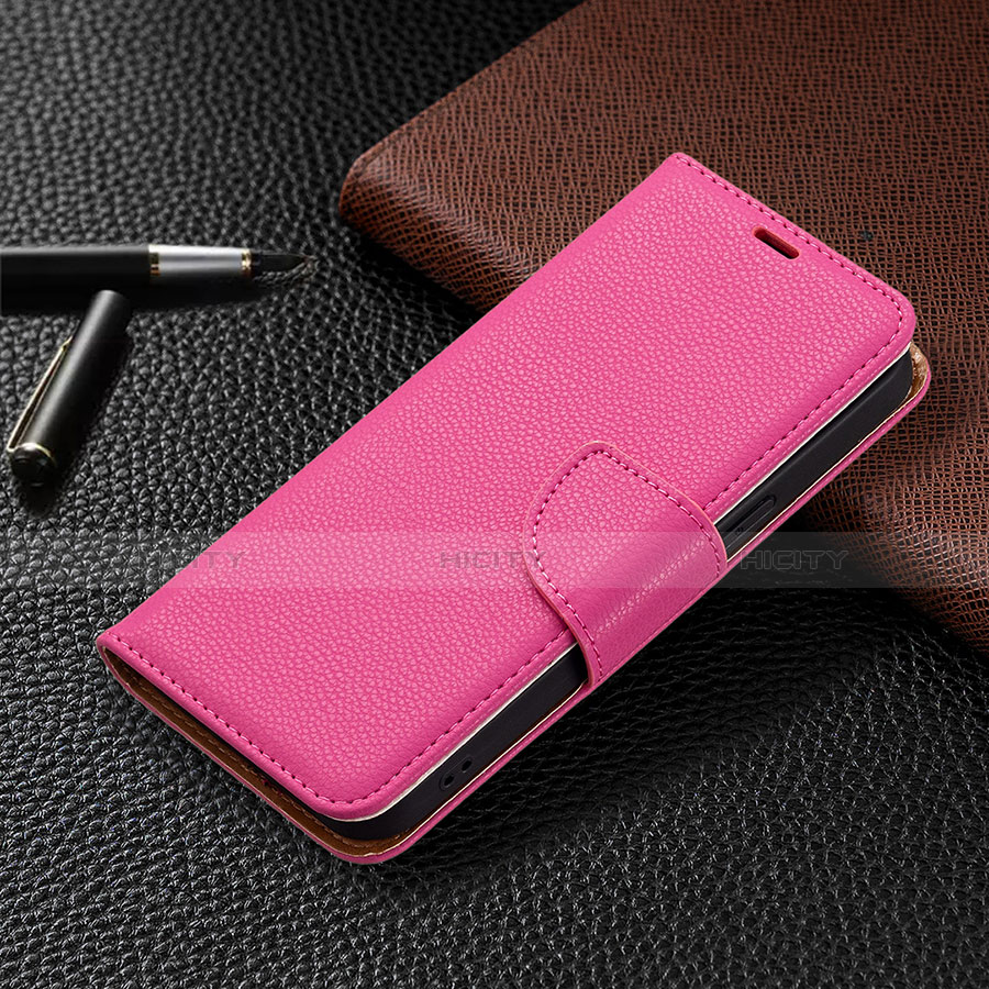 Coque Portefeuille Livre Cuir Etui Clapet pour Apple iPhone 13 Pro Rose Rouge Plus