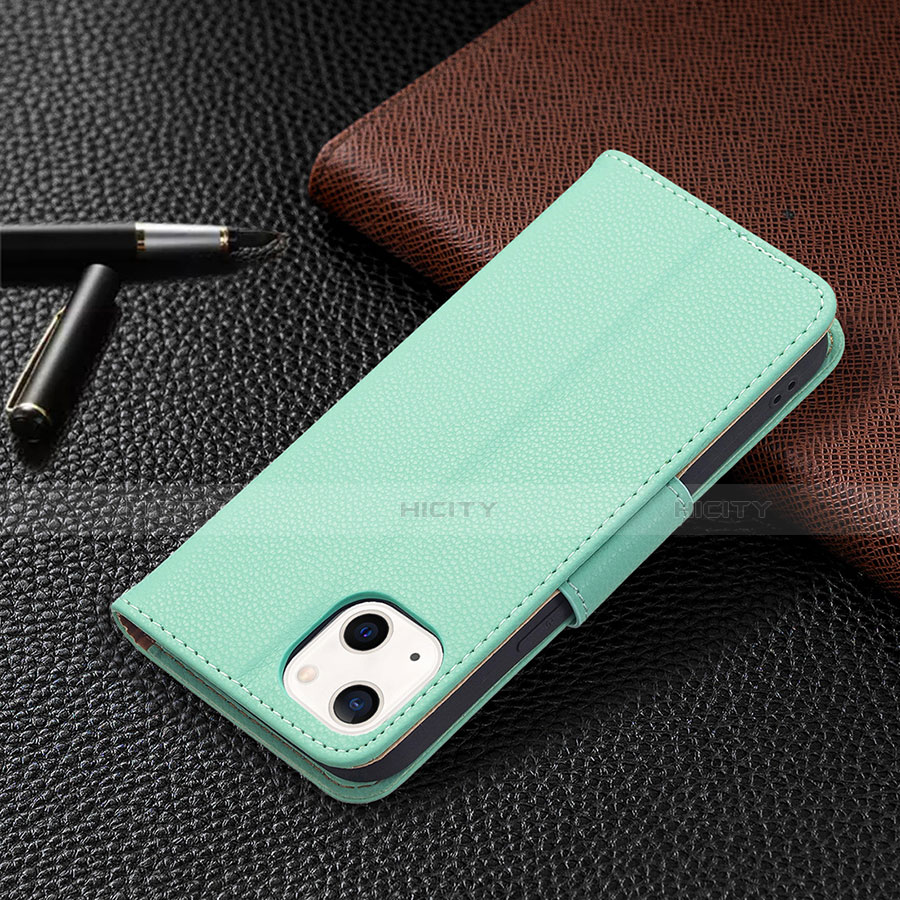 Coque Portefeuille Livre Cuir Etui Clapet pour Apple iPhone 14 Cyan Plus