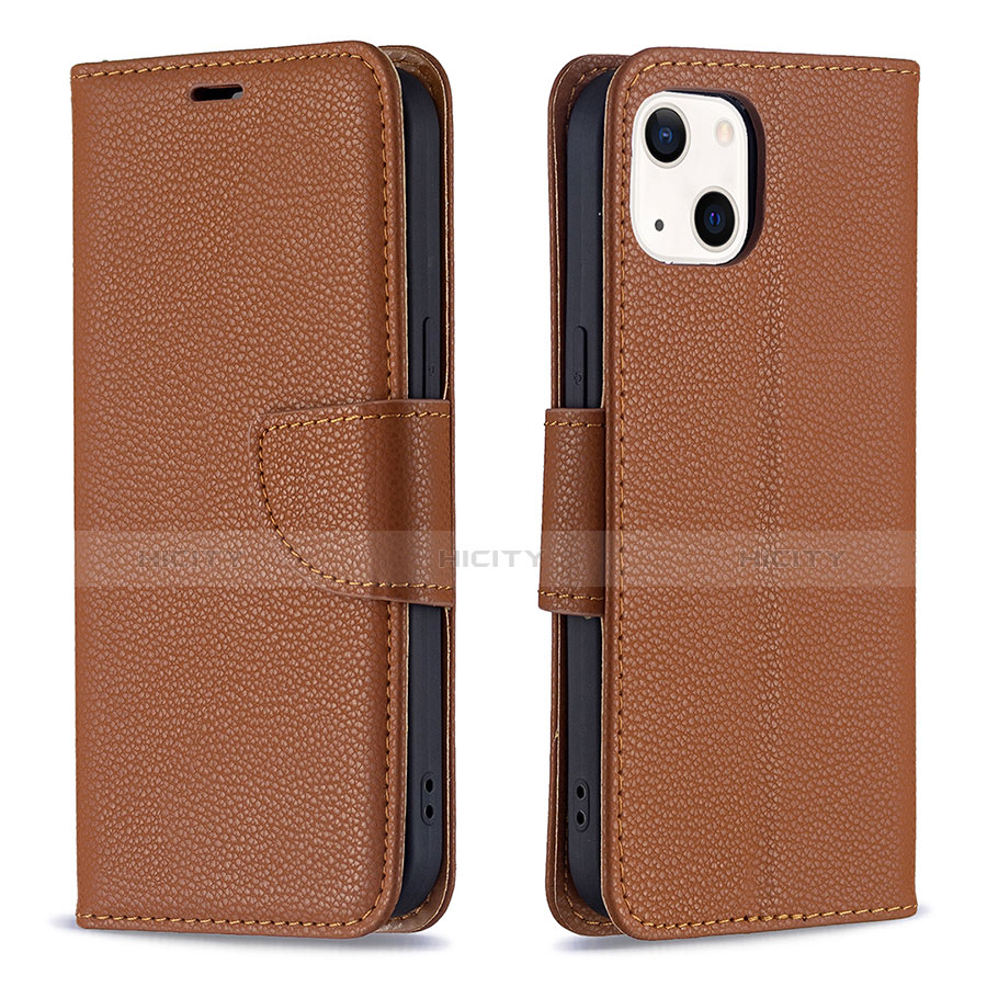 Coque Portefeuille Livre Cuir Etui Clapet pour Apple iPhone 14 Marron Plus