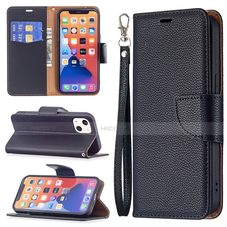 Coque Portefeuille Livre Cuir Etui Clapet pour Apple iPhone 14 Plus Noir Plus