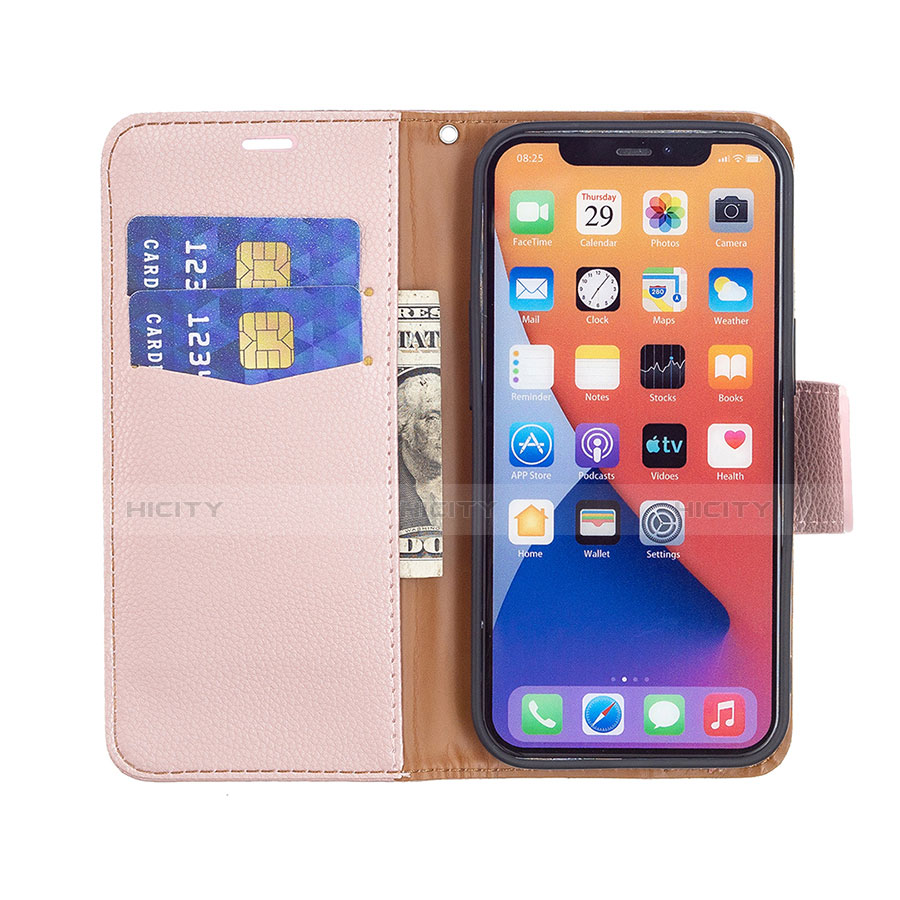 Coque Portefeuille Livre Cuir Etui Clapet pour Apple iPhone 14 Plus Or Rose Plus