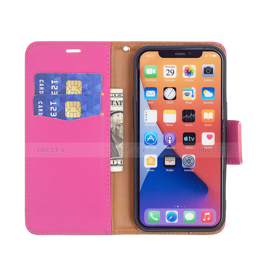 Coque Portefeuille Livre Cuir Etui Clapet pour Apple iPhone 14 Plus Rose Rouge Plus