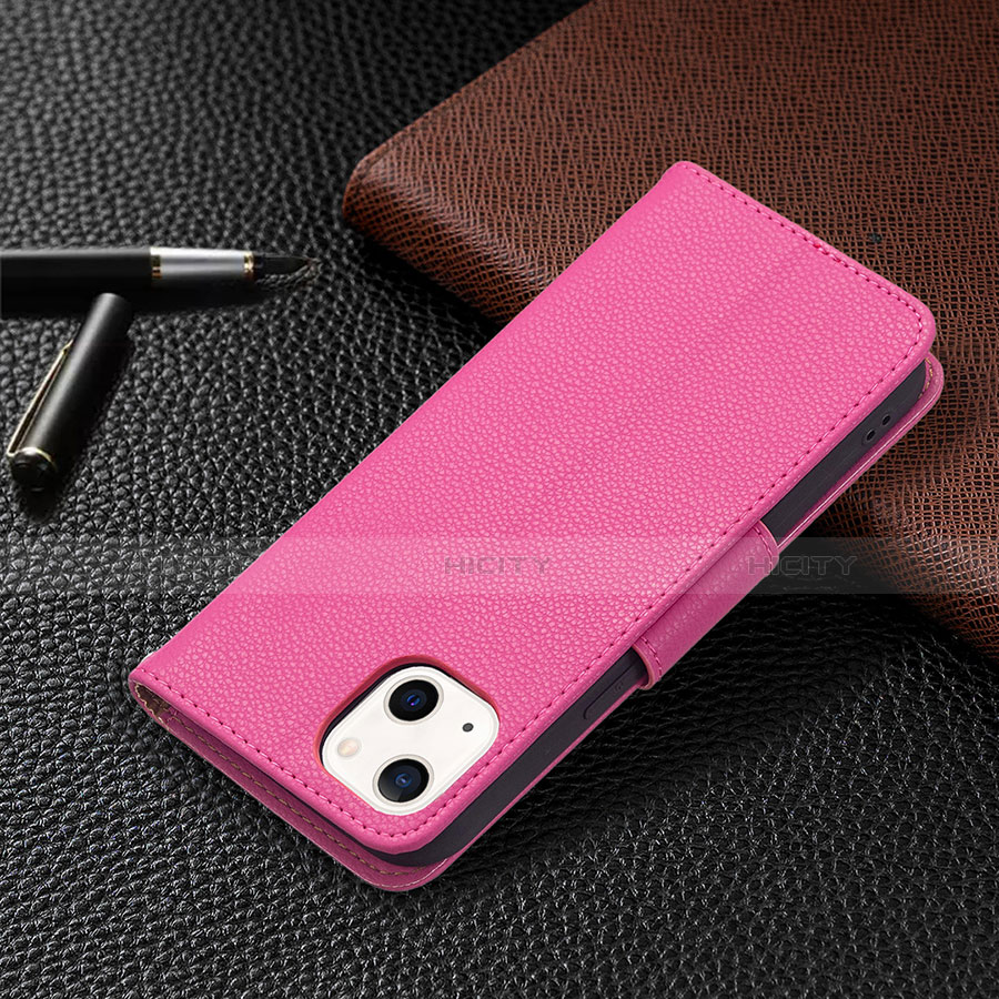 Coque Portefeuille Livre Cuir Etui Clapet pour Apple iPhone 14 Plus Rose Rouge Plus