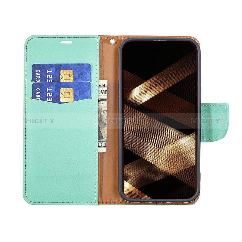 Coque Portefeuille Livre Cuir Etui Clapet pour Apple iPhone 14 Pro Max Cyan Plus