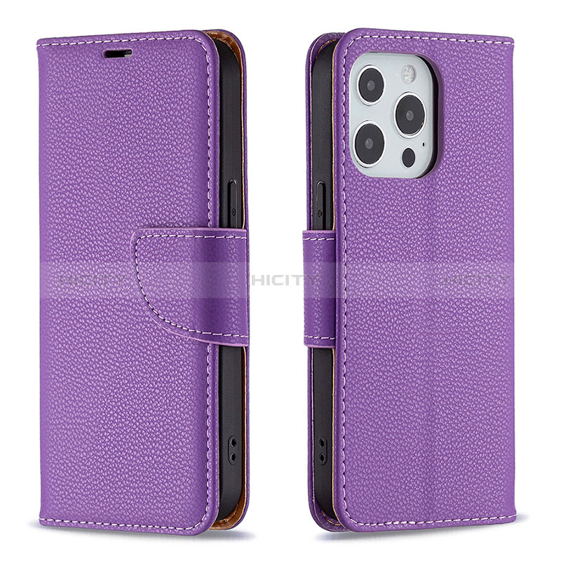 Coque Portefeuille Livre Cuir Etui Clapet pour Apple iPhone 14 Pro Max Violet Plus