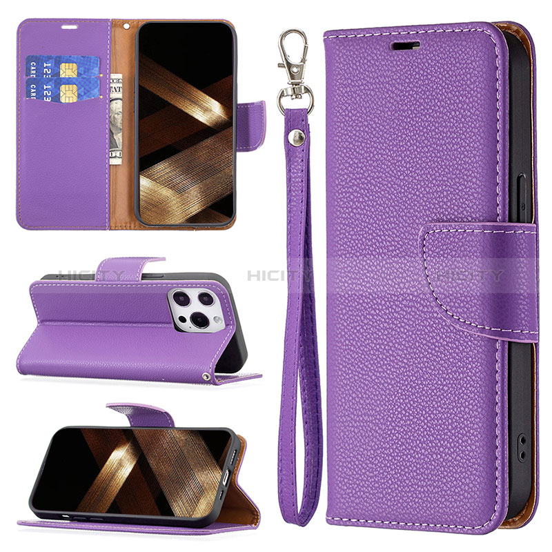 Coque Portefeuille Livre Cuir Etui Clapet pour Apple iPhone 14 Pro Max Violet Plus