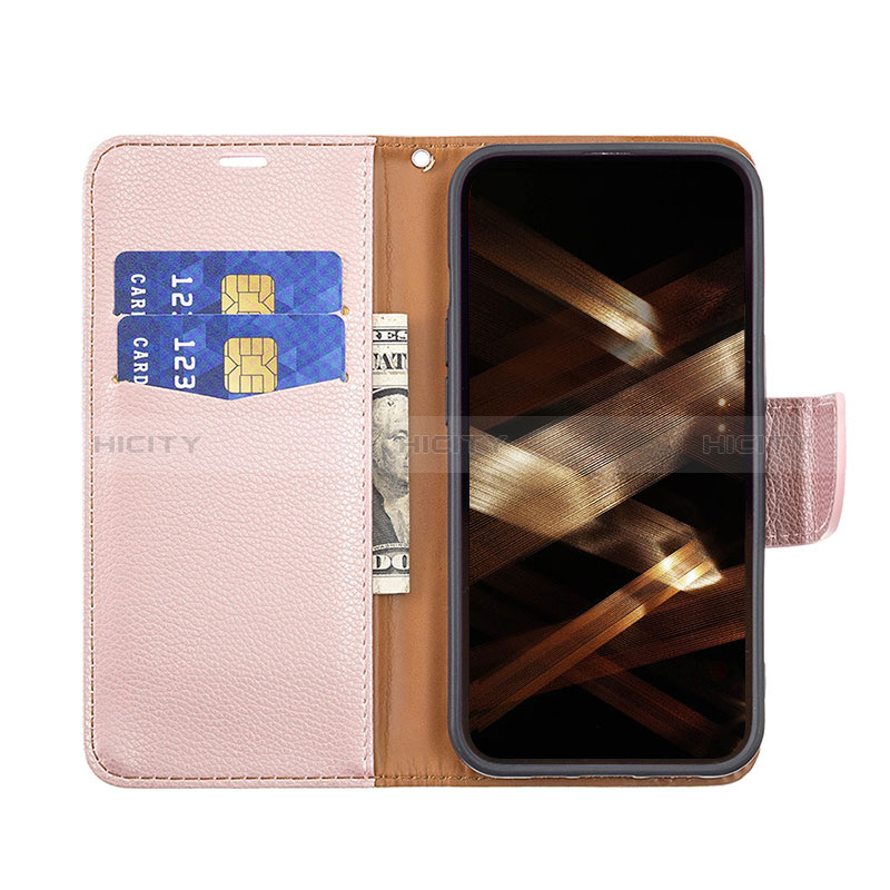 Coque Portefeuille Livre Cuir Etui Clapet pour Apple iPhone 14 Pro Or Rose Plus