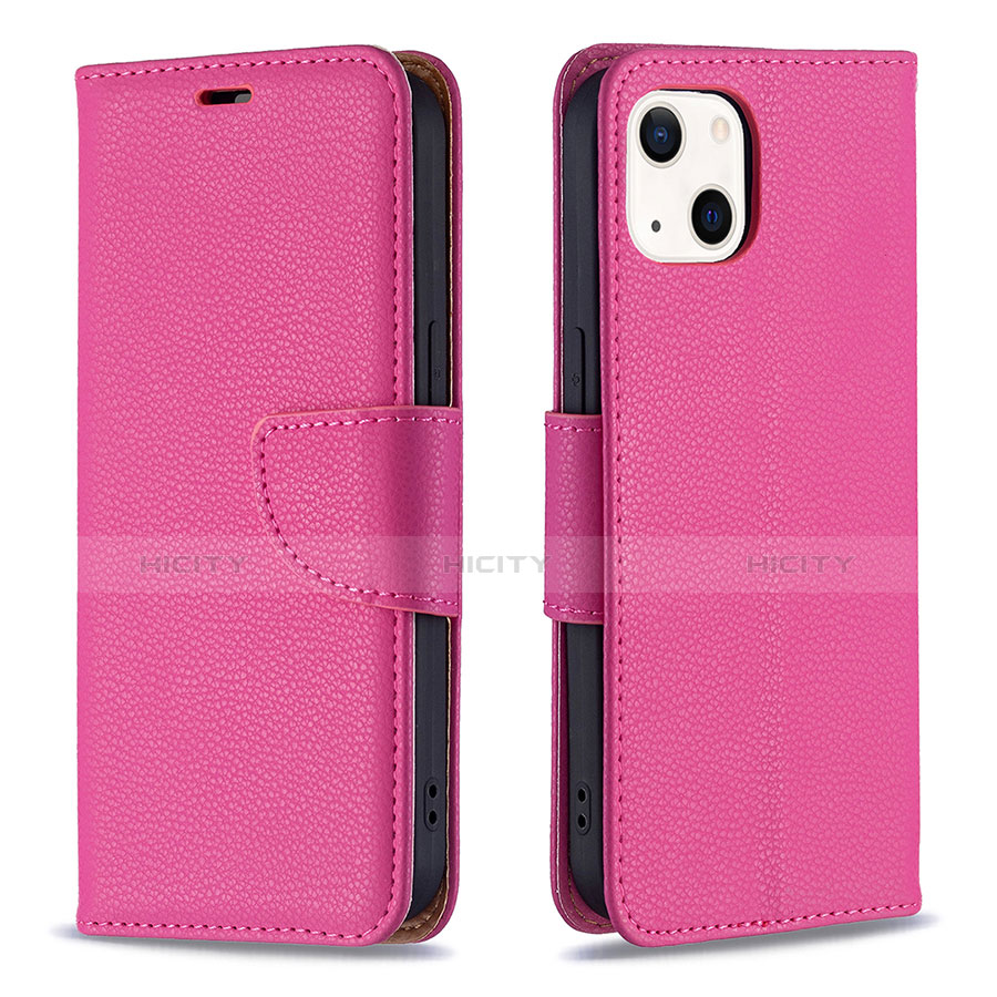 Coque Portefeuille Livre Cuir Etui Clapet pour Apple iPhone 14 Rose Rouge Plus