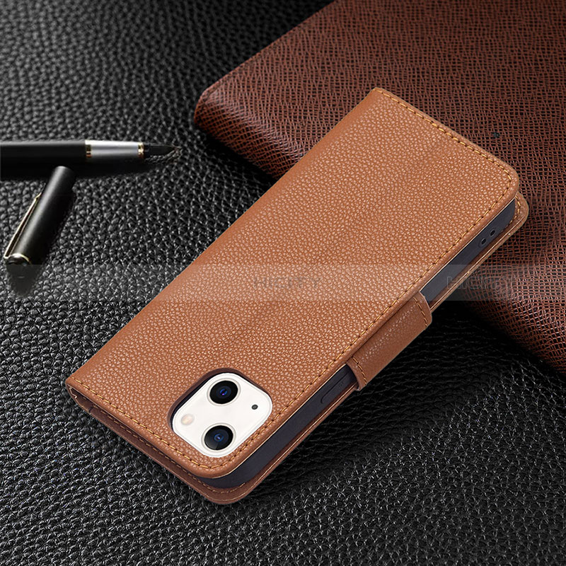 Coque Portefeuille Livre Cuir Etui Clapet pour Apple iPhone 15 Marron Plus