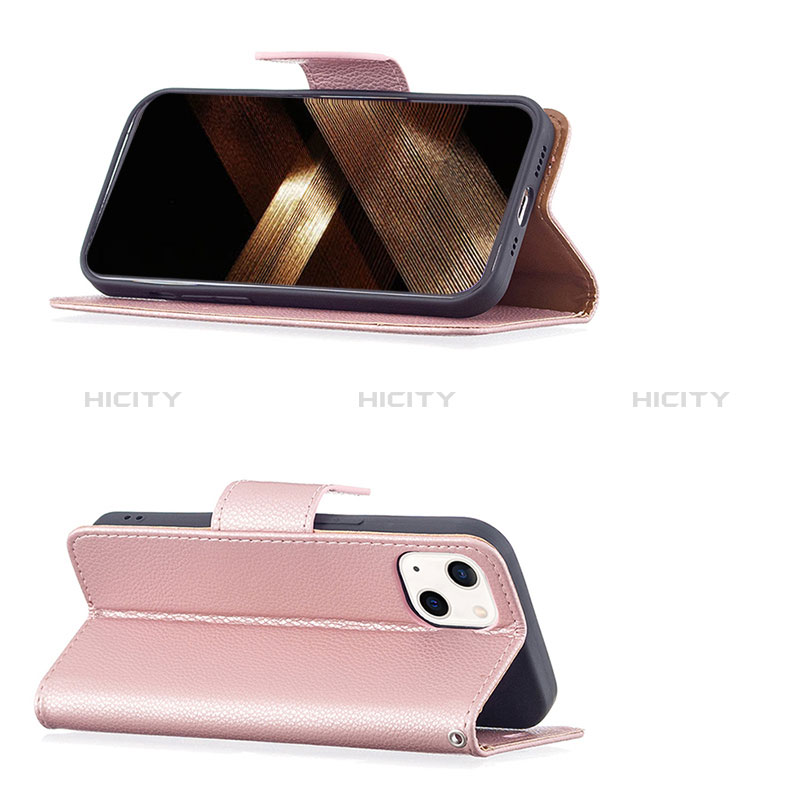 Coque Portefeuille Livre Cuir Etui Clapet pour Apple iPhone 15 Or Rose Plus