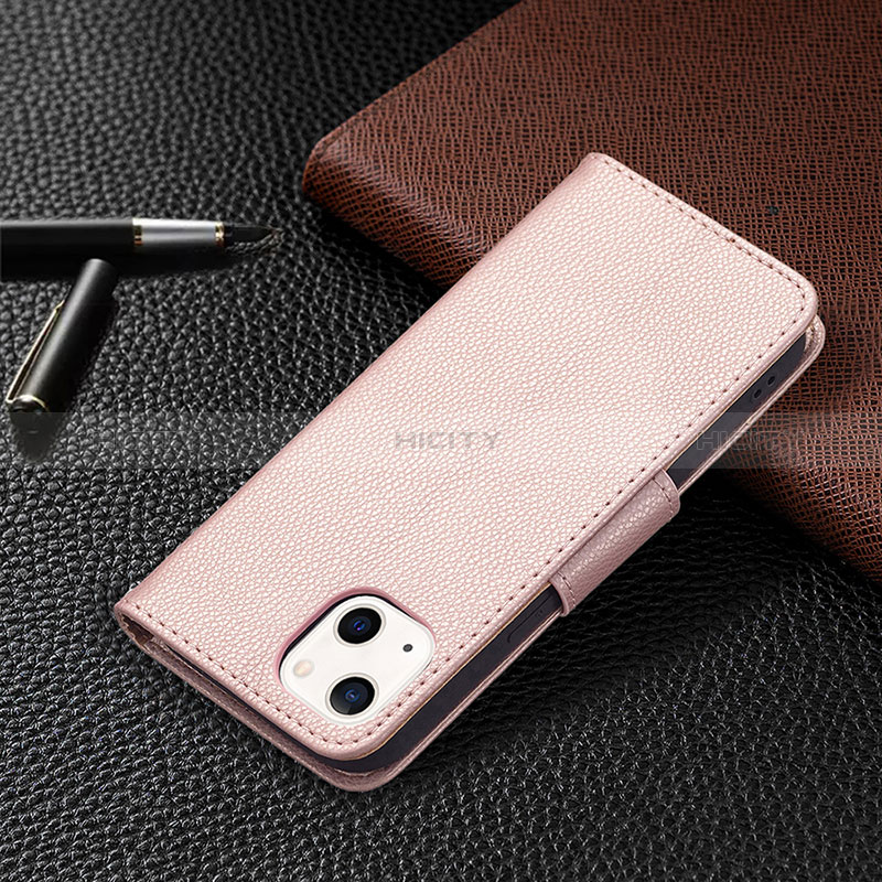 Coque Portefeuille Livre Cuir Etui Clapet pour Apple iPhone 15 Plus Or Rose Plus