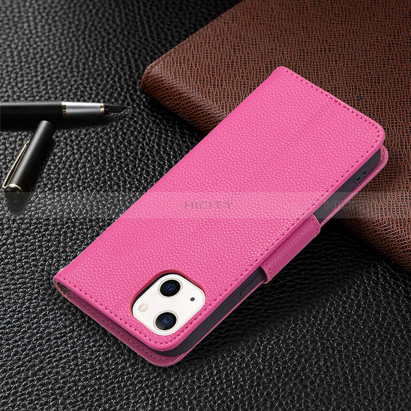 Coque Portefeuille Livre Cuir Etui Clapet pour Apple iPhone 15 Plus Rose Rouge Plus