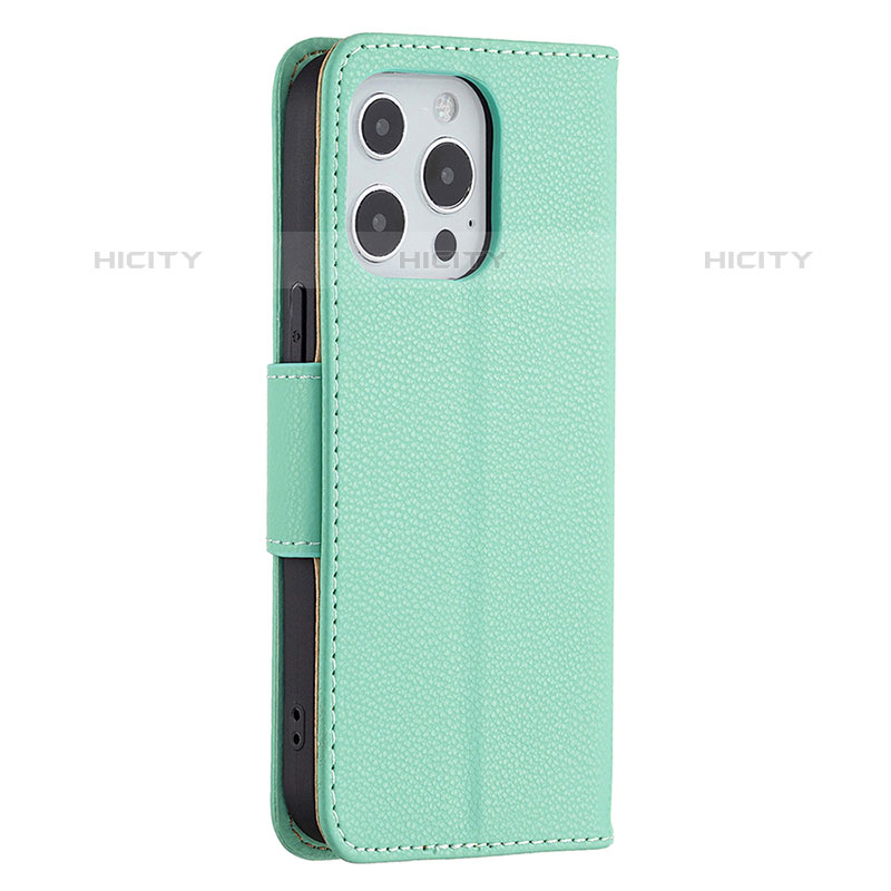 Coque Portefeuille Livre Cuir Etui Clapet pour Apple iPhone 15 Pro Cyan Plus