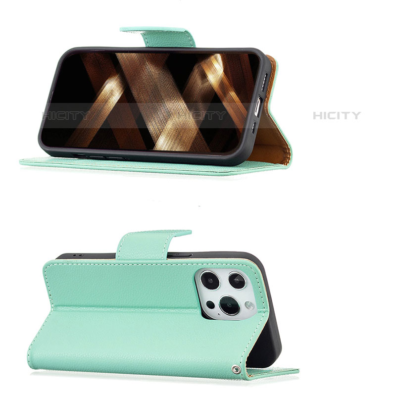 Coque Portefeuille Livre Cuir Etui Clapet pour Apple iPhone 15 Pro Cyan Plus