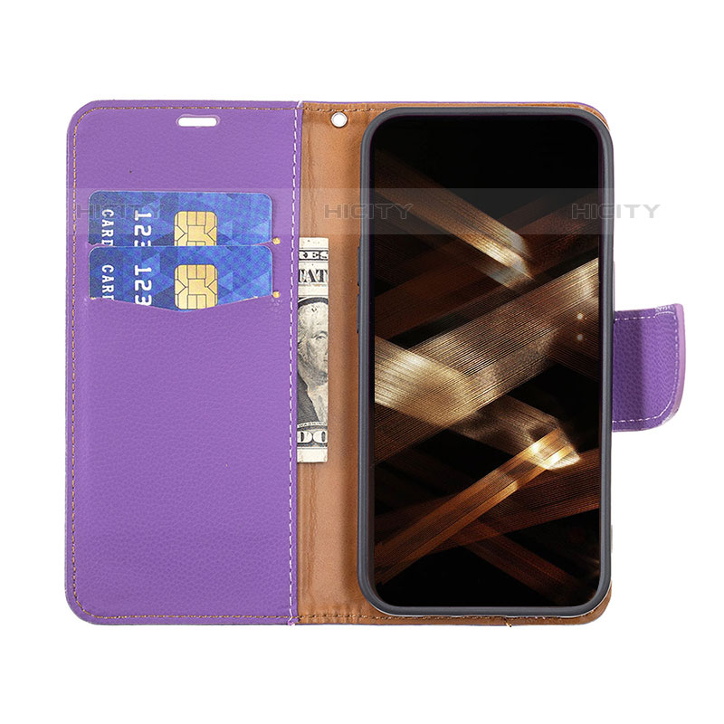 Coque Portefeuille Livre Cuir Etui Clapet pour Apple iPhone 15 Pro Max Violet Plus