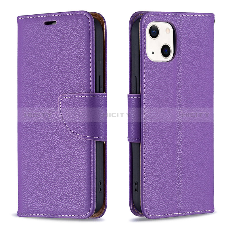 Coque Portefeuille Livre Cuir Etui Clapet pour Apple iPhone 15 Violet Plus