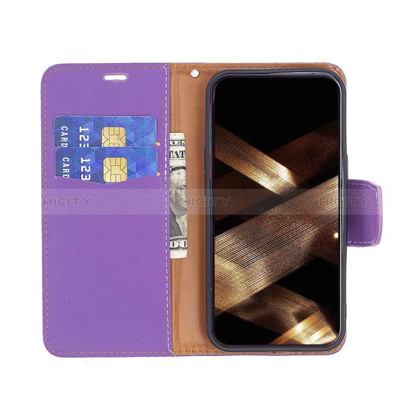 Coque Portefeuille Livre Cuir Etui Clapet pour Apple iPhone 15 Violet Plus