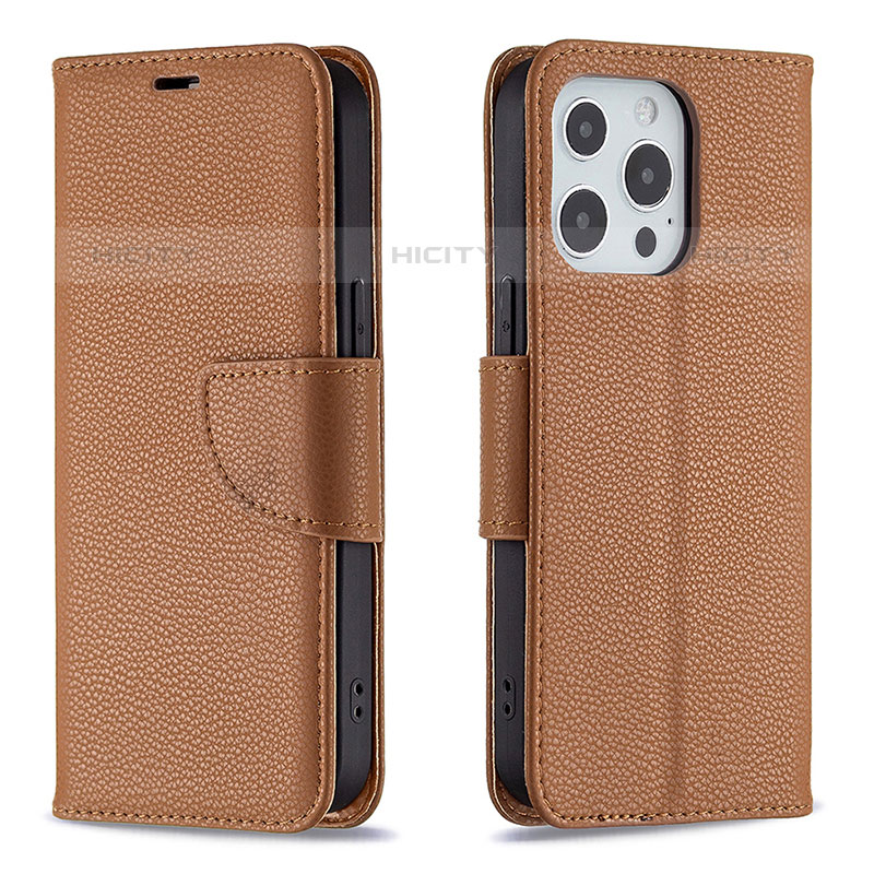 Coque Portefeuille Livre Cuir Etui Clapet pour Apple iPhone 16 Pro Max Marron Plus