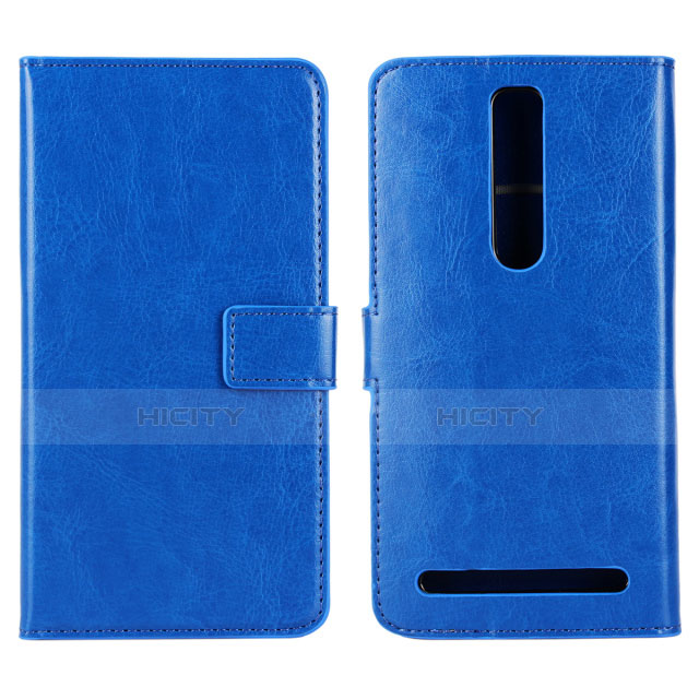 Coque Portefeuille Livre Cuir Etui Clapet pour Asus Zenfone 2 ZE551ML ZE550ML Bleu Plus