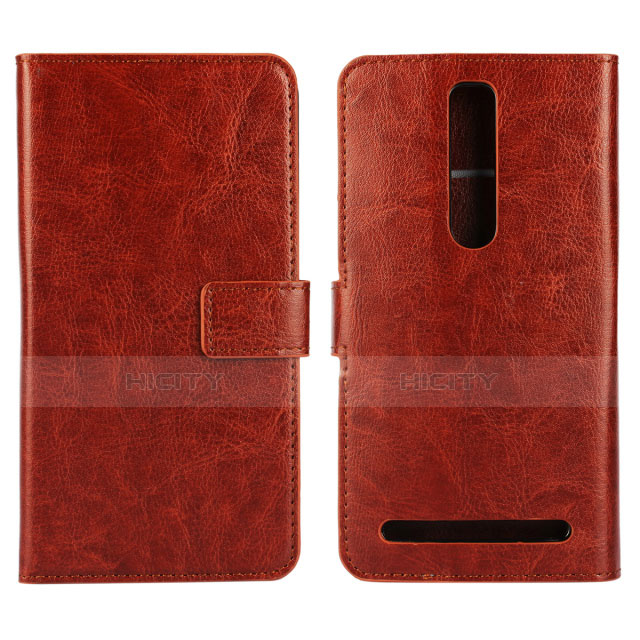 Coque Portefeuille Livre Cuir Etui Clapet pour Asus Zenfone 2 ZE551ML ZE550ML Marron Plus