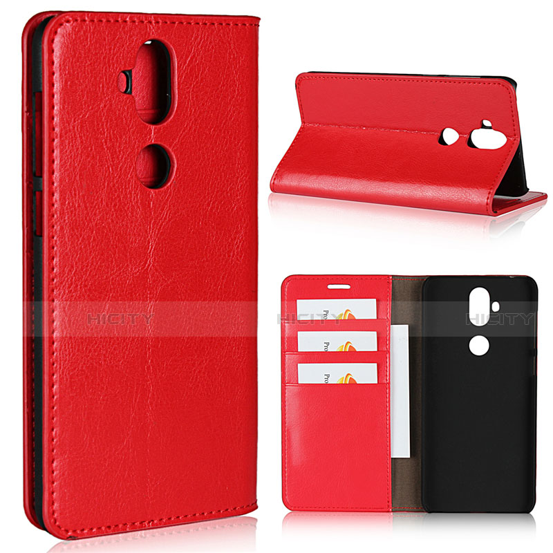 Coque Portefeuille Livre Cuir Etui Clapet pour Asus Zenfone 5 Lite ZC600KL Rouge Plus