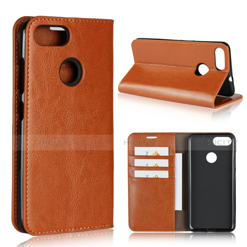 Coque Portefeuille Livre Cuir Etui Clapet pour Asus Zenfone Max Plus M1 ZB570TL Orange Plus