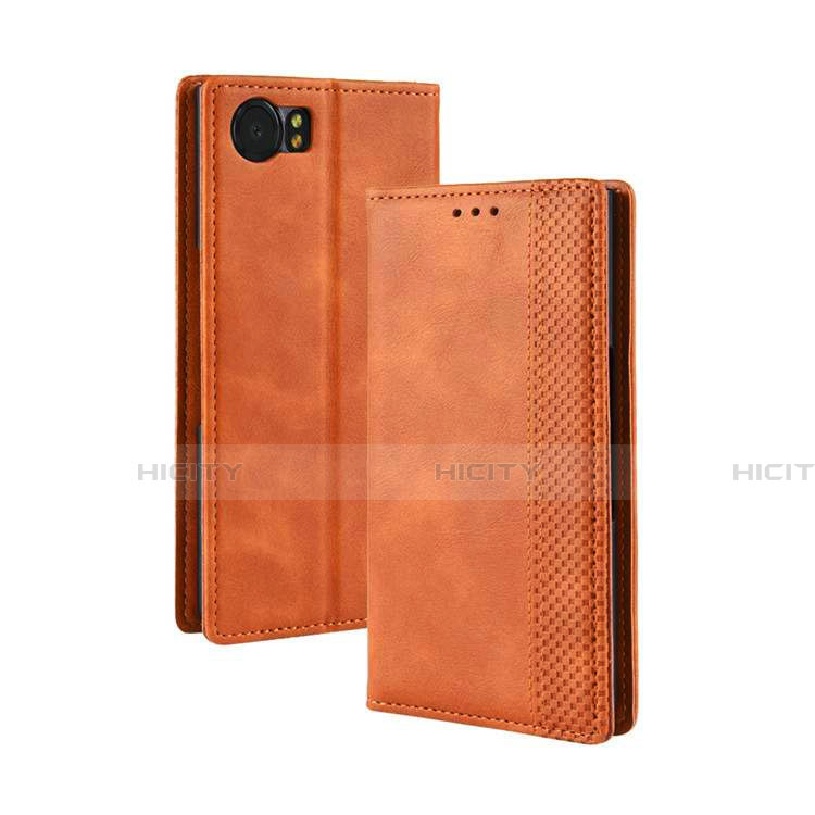 Coque Portefeuille Livre Cuir Etui Clapet pour Blackberry KEYone Orange Plus