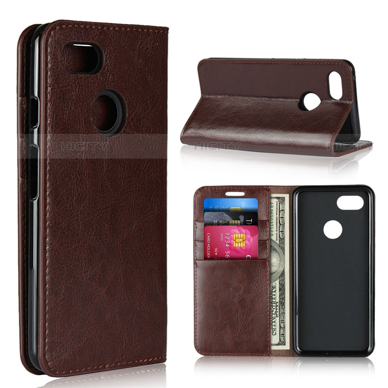 Coque Portefeuille Livre Cuir Etui Clapet pour Google Pixel 3 Marron Plus