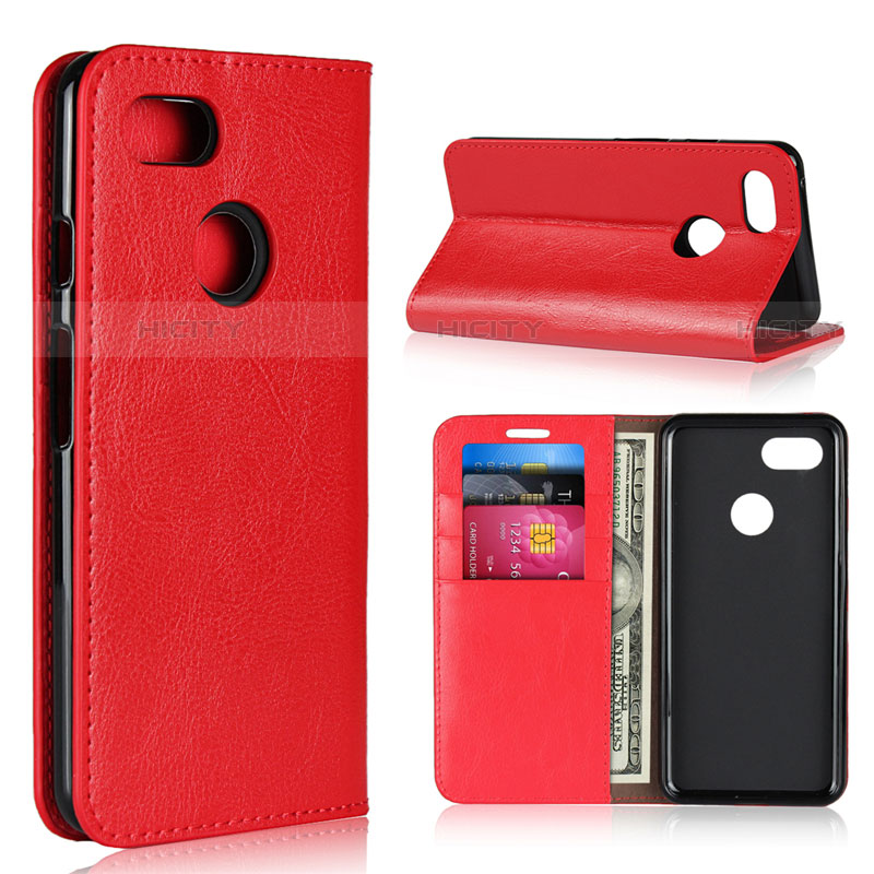 Coque Portefeuille Livre Cuir Etui Clapet pour Google Pixel 3 Rouge Plus