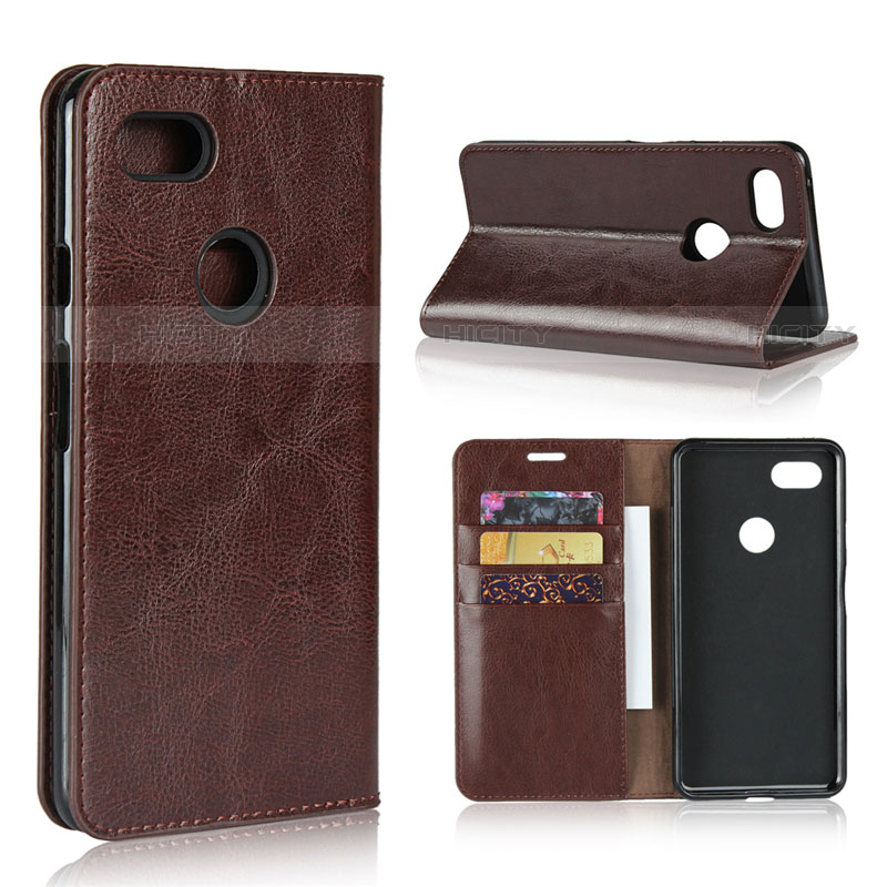 Coque Portefeuille Livre Cuir Etui Clapet pour Google Pixel 3 XL Marron Plus