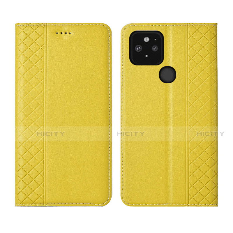 Coque Portefeuille Livre Cuir Etui Clapet pour Google Pixel 5 Jaune Plus