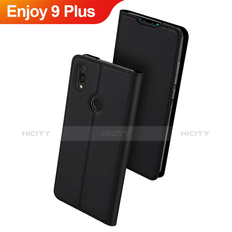 Coque Portefeuille Livre Cuir Etui Clapet pour Huawei Enjoy 9 Plus Noir Plus