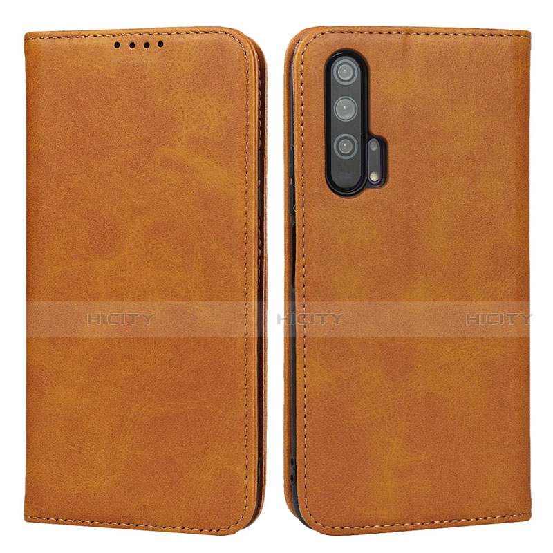 Coque Portefeuille Livre Cuir Etui Clapet pour Huawei Honor 20 Pro Orange Plus