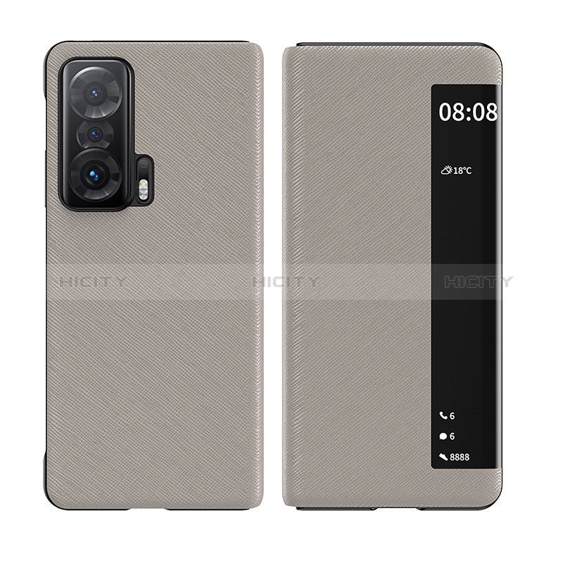 Coque Portefeuille Livre Cuir Etui Clapet pour Huawei Honor Magic V 5G Gris Plus