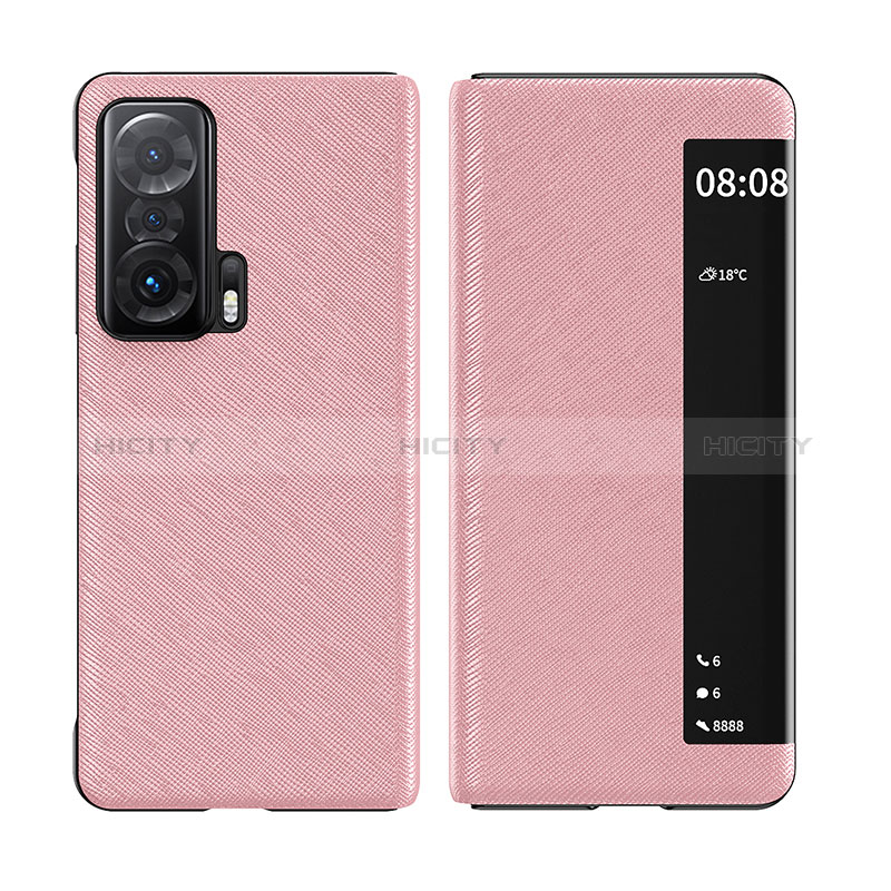 Coque Portefeuille Livre Cuir Etui Clapet pour Huawei Honor Magic V 5G Rose Plus