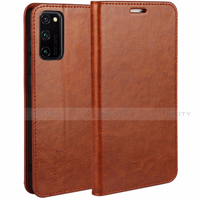 Coque Portefeuille Livre Cuir Etui Clapet pour Huawei Honor V30 5G Orange Plus